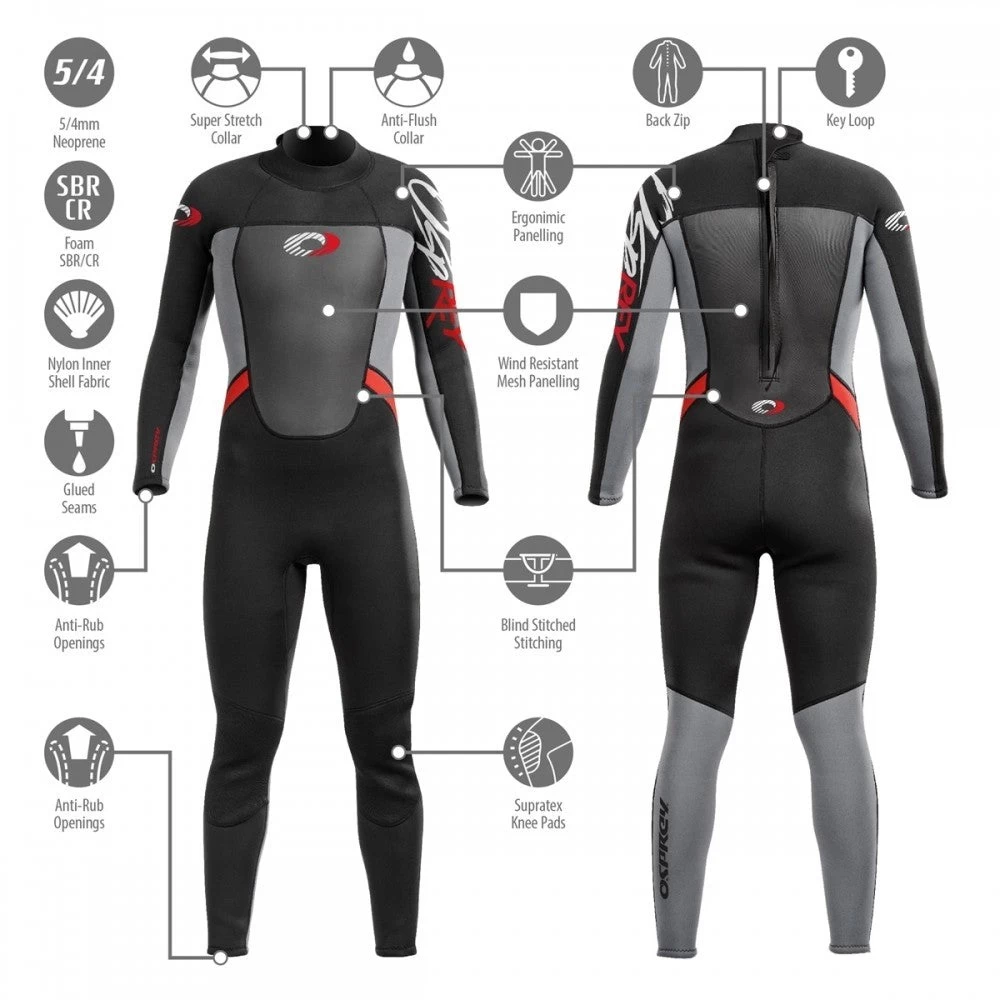 Osprey Origin Mens Full Length Wetsuit 5mm - Red 5 Osprey Origin Mens Full Length Wetsuit 5mm - Red - Image 3