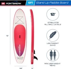M.Y 10ft Inflatable Paddle Board Package -Pink -Camping Promotion 809 2937