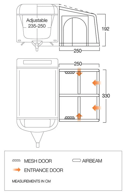 Vango Balletto Air 330 Elements ProShield Caravan Awning WIth Free Carpet 4 Vango Balletto Air 330 Elements ProShield Caravan Awning WIth Free Carpet - Image 2