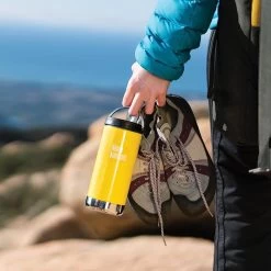 Klean Kanteen Insulated TK Wide With Café Cap 355ml - Brushed Steel -Camping Promotion K12TKWPCC BC hand rocks lifestyle e1537579 685c 41b5 ab6e 47182ddd9812