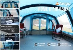 Vango Rome II 650XL Airbeam Tent - With Free Footprint -Camping Promotion RomeIIAir650XLlowres small