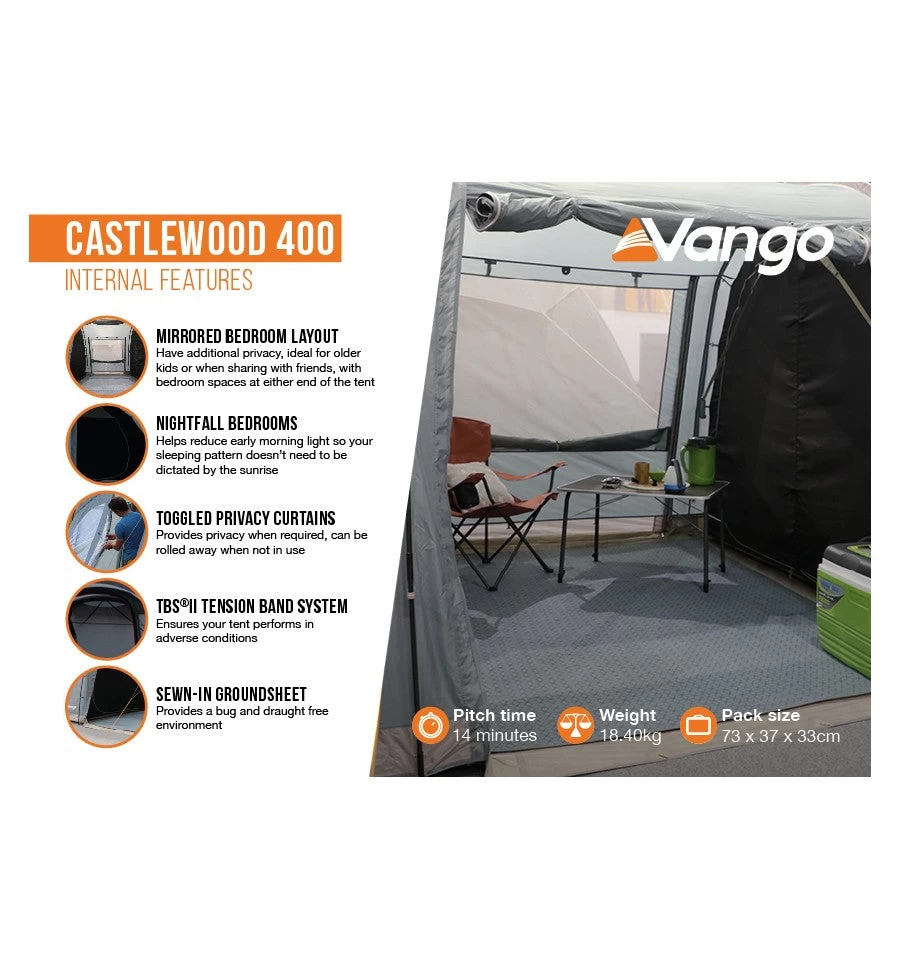 Vango Castlewood 400 Tent Package 6 Vango Castlewood 400 Tent Package - Image 4
