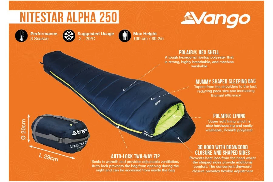 Vango Nitestar Alpha 250 Sleeping Bag 4 Vango Nitestar Alpha 250 Sleeping Bag - Image 2