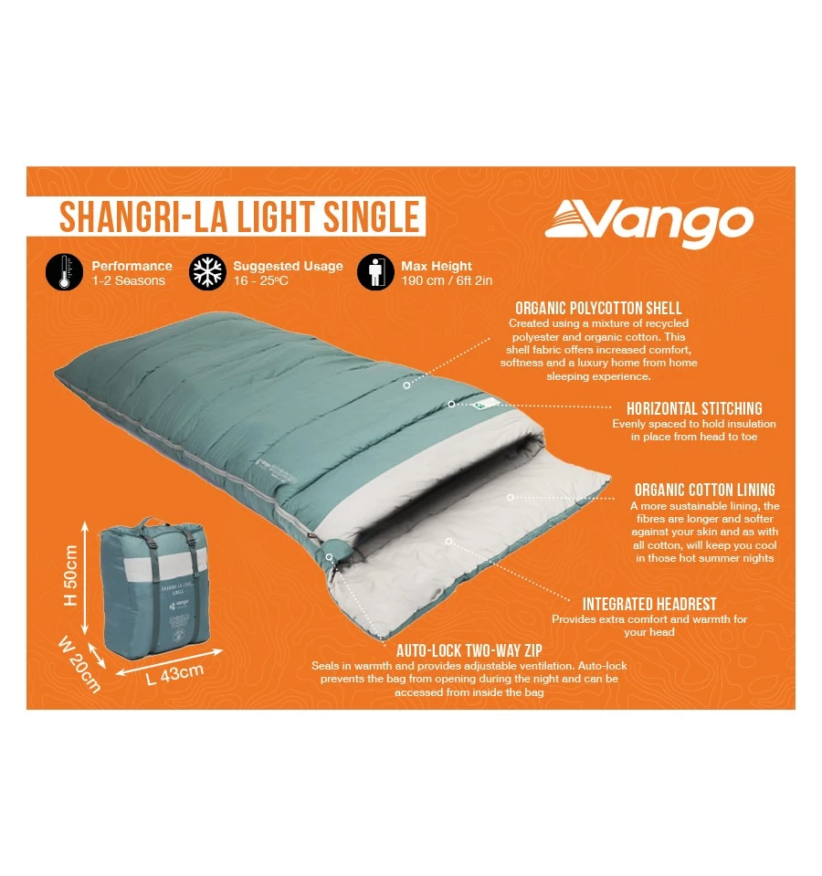 Vango Shangri-La Single Sleeping Bag 4 Vango Shangri-La Single Sleeping Bag - Image 2