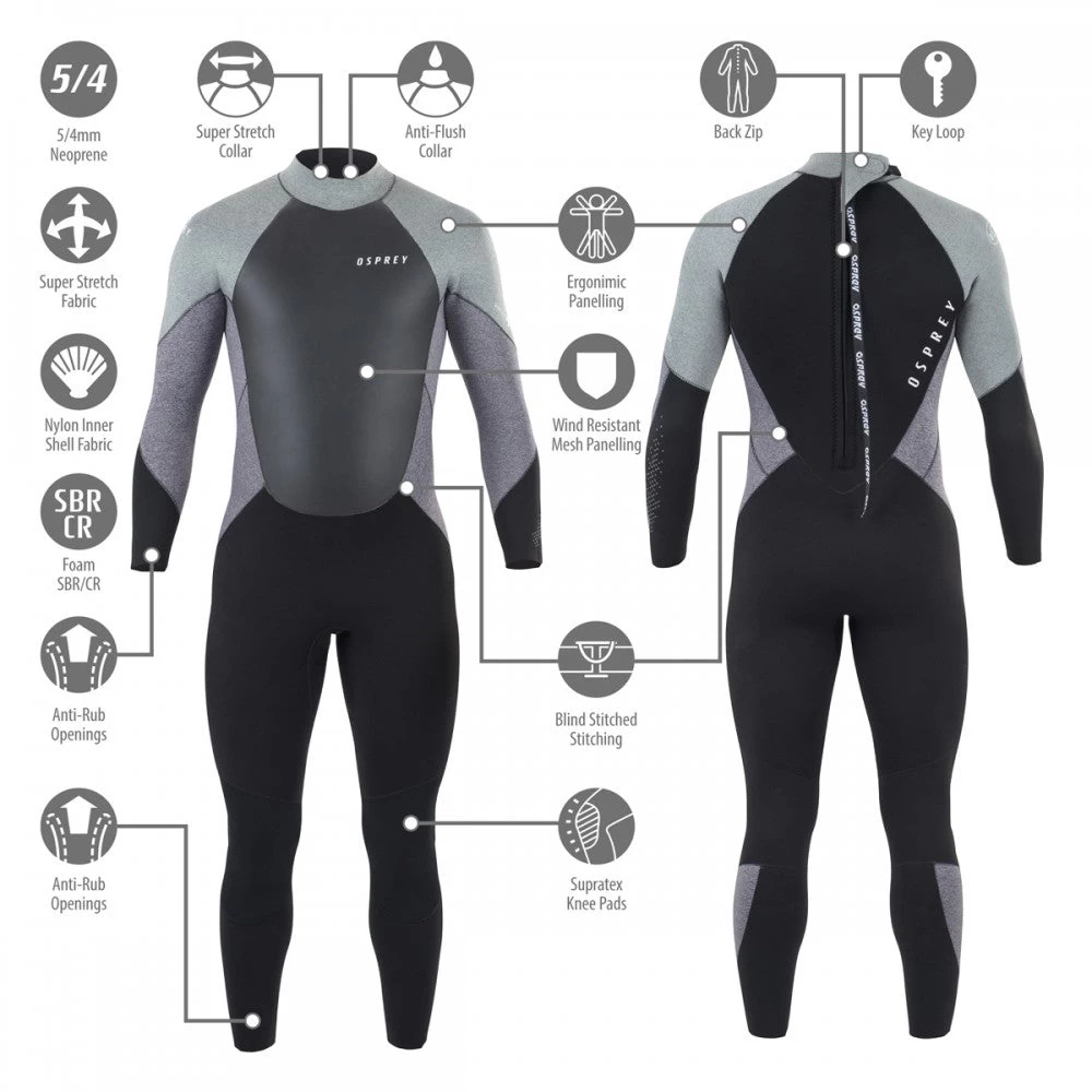Osprey Mens Zero 5mm Winter Full Length Wetsuit 4 Osprey Mens Zero 5mm Winter Full Length Wetsuit - Image 2
