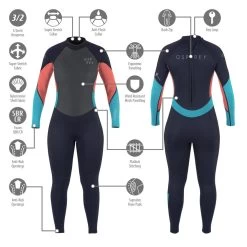 Osprey Zero 3mm Womens Full Length Wetsuit - Coral 13 Osprey Zero 3mm Womens Full Length Wetsuit - Coral -Camping Promotion ws1083 1090